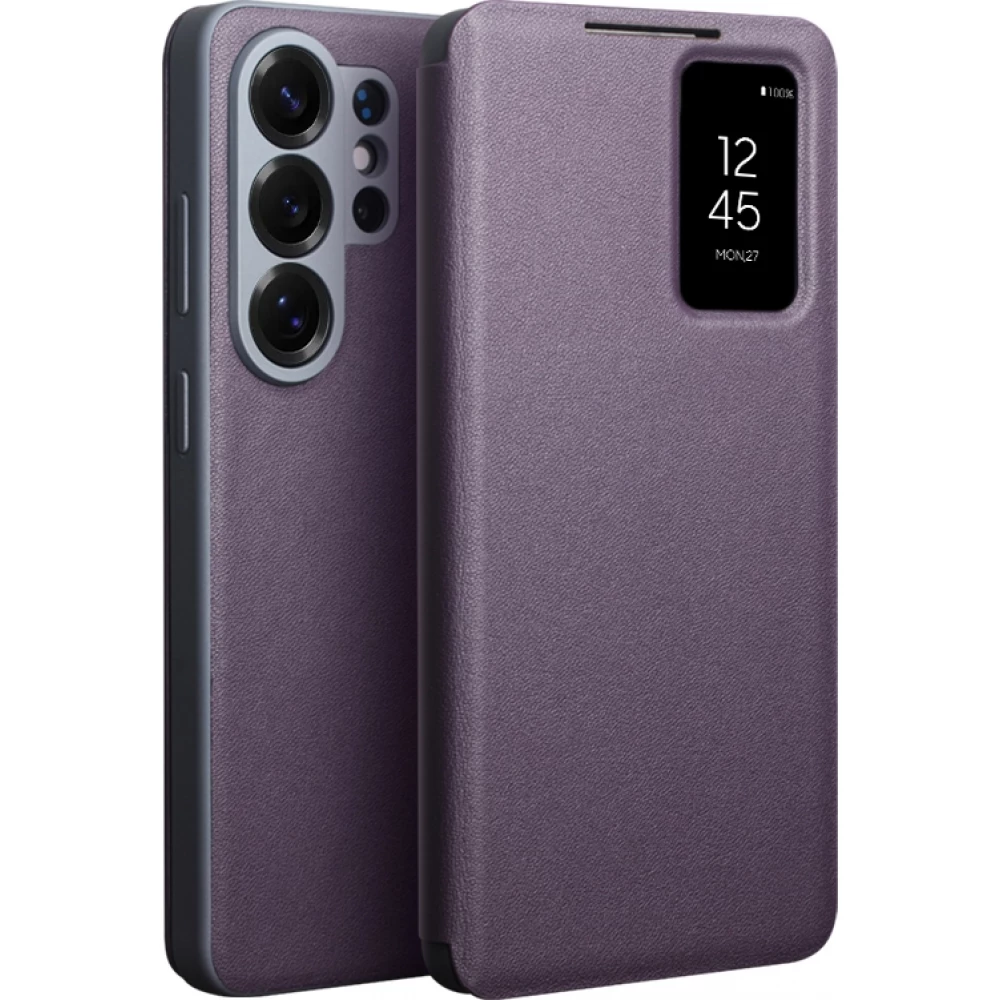 Galaxy S26 Ultra Case Hülle - Flip Qialino Ultra Smart Echtes Leder - Violett