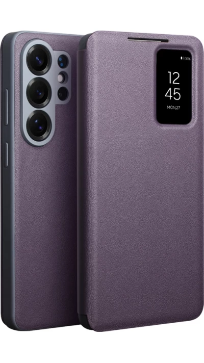 Galaxy S26 Ultra Case Hülle - Flip Qialino Ultra Smart Echtes Leder - Violett