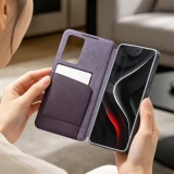 Galaxy S26 Ultra Case Hülle - Flip Qialino Ultra Smart Echtes Leder - Violett