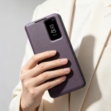 Galaxy S26 Ultra Case Hülle - Flip Qialino Ultra Smart Echtes Leder - Violett