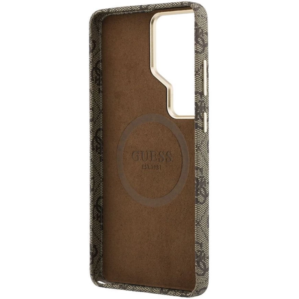 Galaxy S26 Ultra Case Hülle - Guess 4G Script MagSafe Magnetische elegante Schutz - Braun