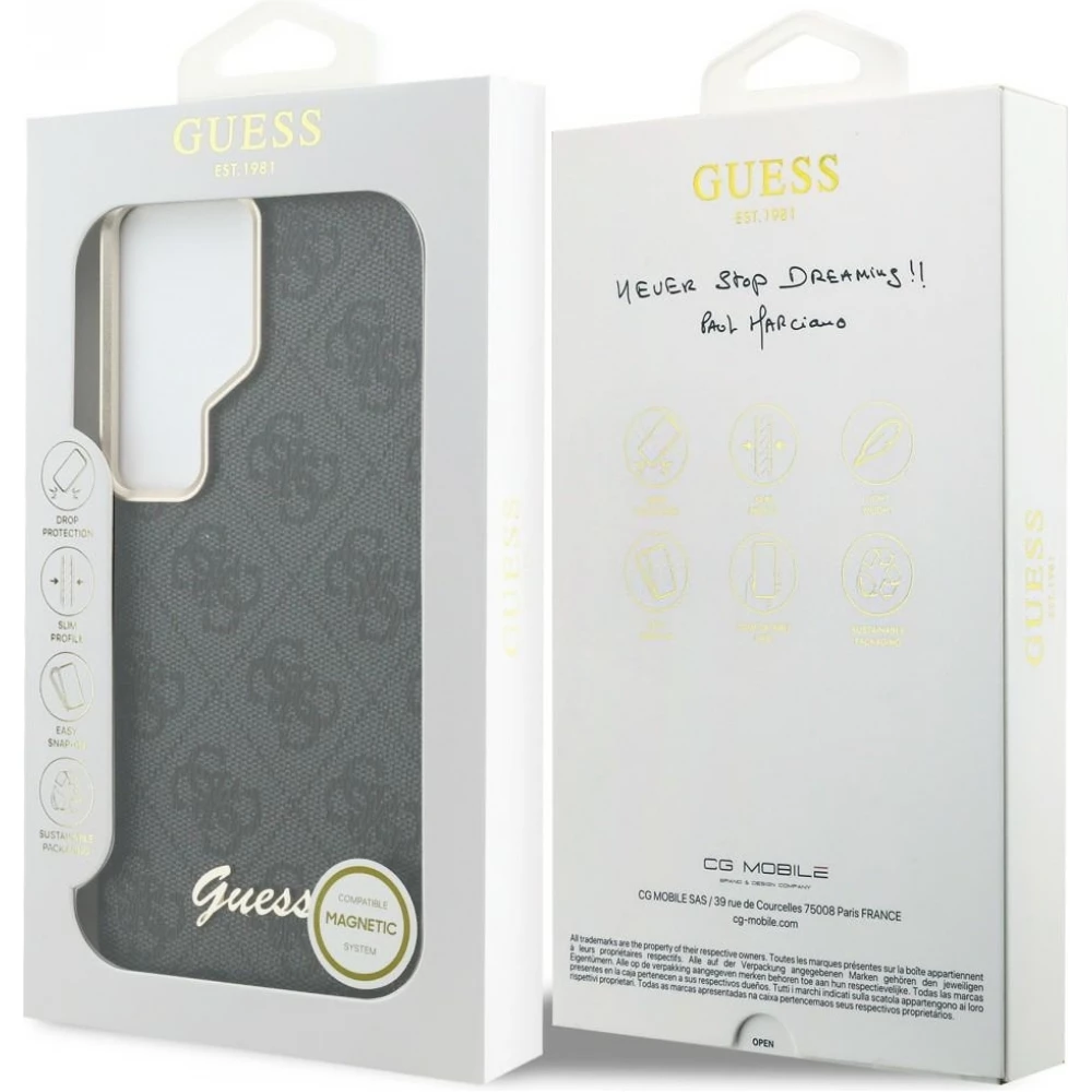Galaxy S26 Ultra Case H&uuml;lle - Guess 4G Script MagSafe Magnetische elegante Schutz - Schwarz