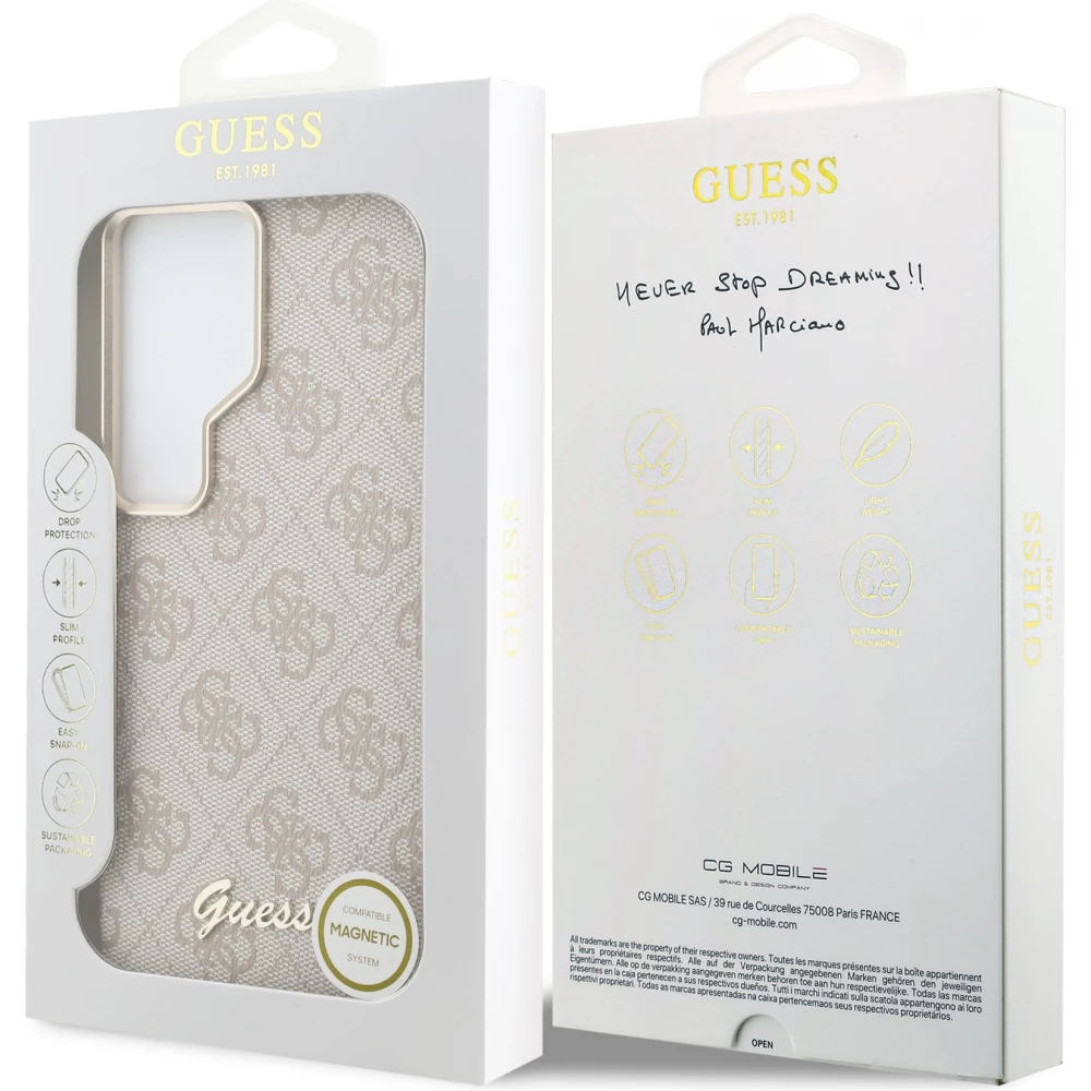 Galaxy S26 Ultra Case H&uuml;lle - Guess 4G Script MagSafe Magnetische elegante Schutz - Rosa