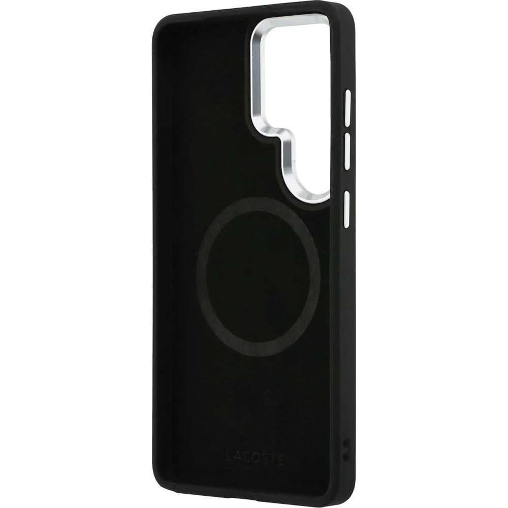 Coque Samsung Galaxy S26 Ultra - Lacoste Petit Pique MagSafe avec logo m&eacute;tal protection &eacute;l&eacute;gante et durable - Noir