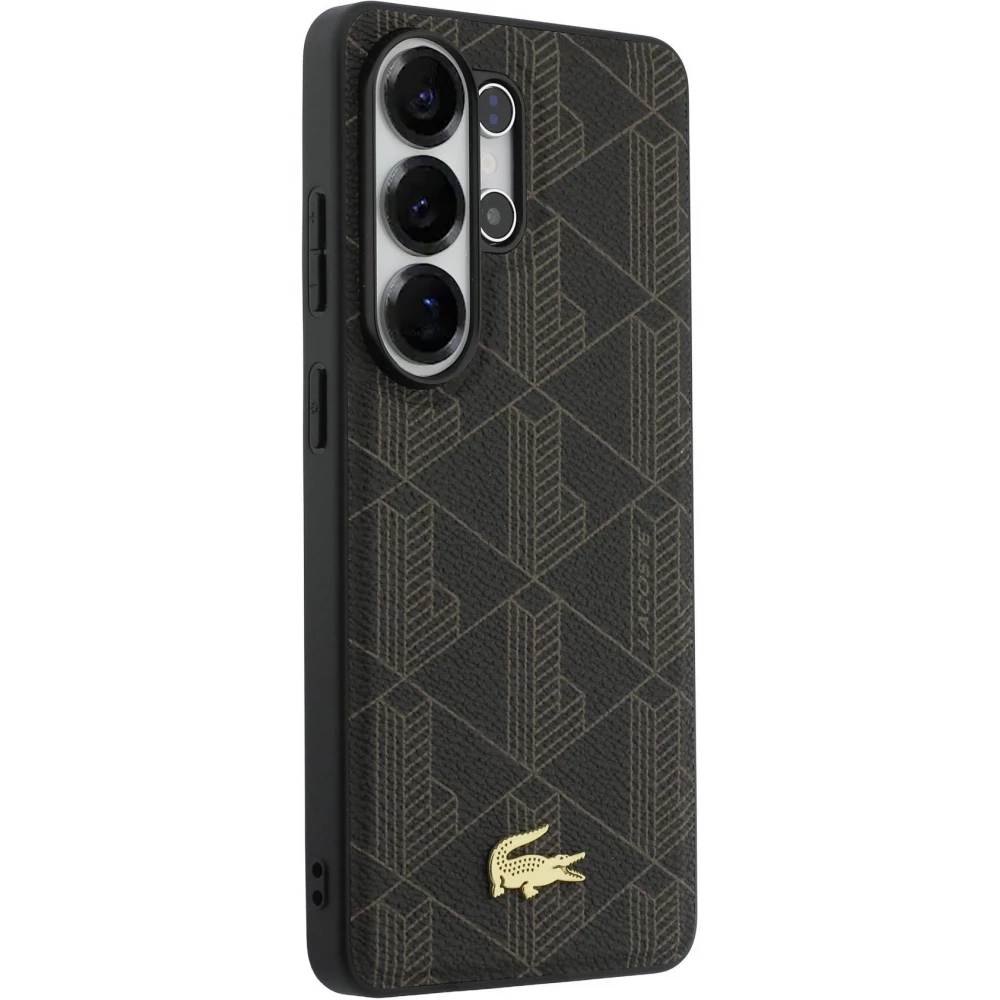 Coque Samsung Galaxy S26 Ultra - Lacoste PVC Blend Monogramme magn&eacute;tique &eacute;l&eacute;gante et durable - Brun