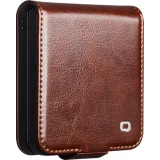 Coque Samsung Galaxy Z Flip8 - Flip Qialino classique cuir v&eacute;ritable avec fermeture magn&eacute;tique - Brun