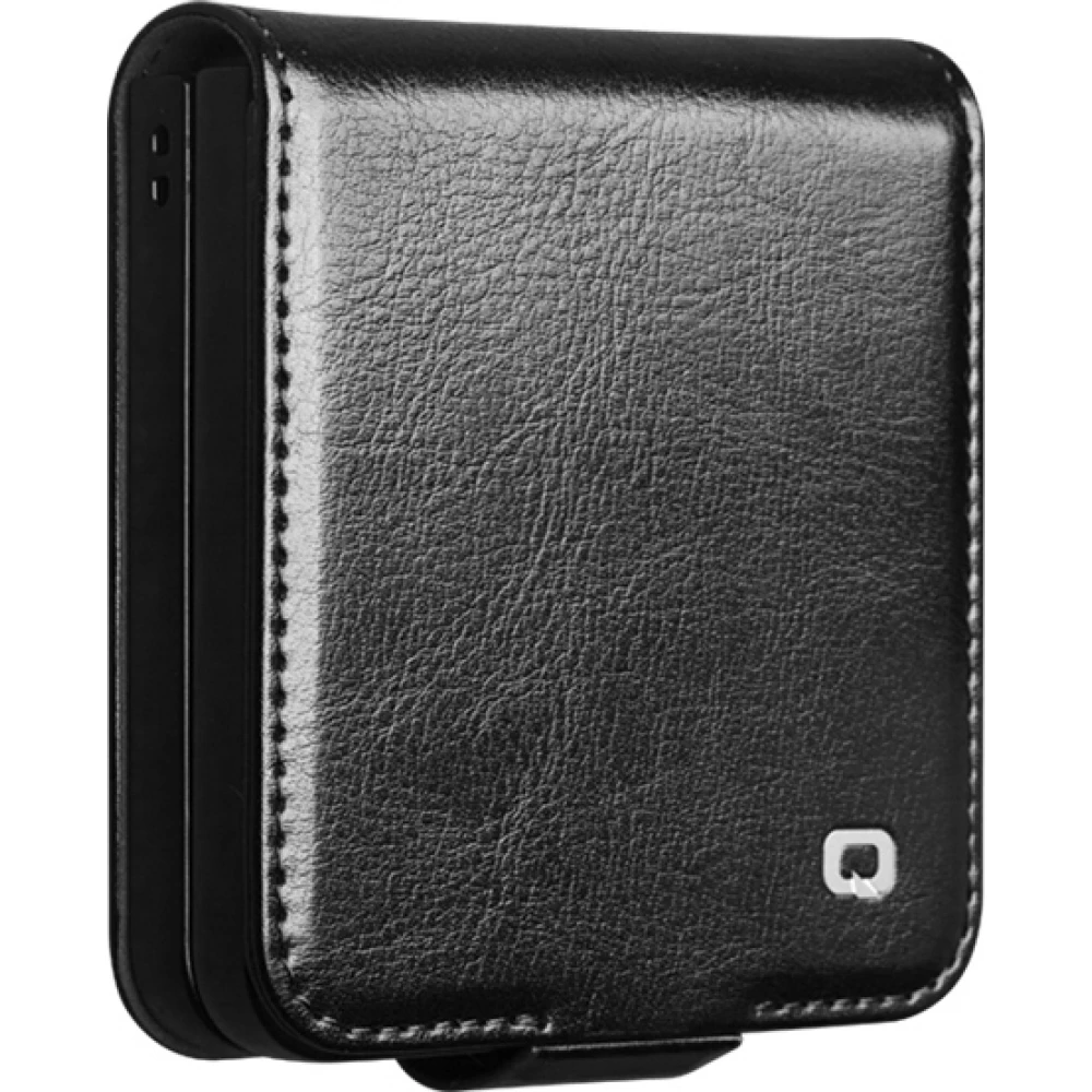 Coque Samsung Galaxy Z Flip8 - Flip Qialino classique cuir v&eacute;ritable avec fermeture magn&eacute;tique - Noir