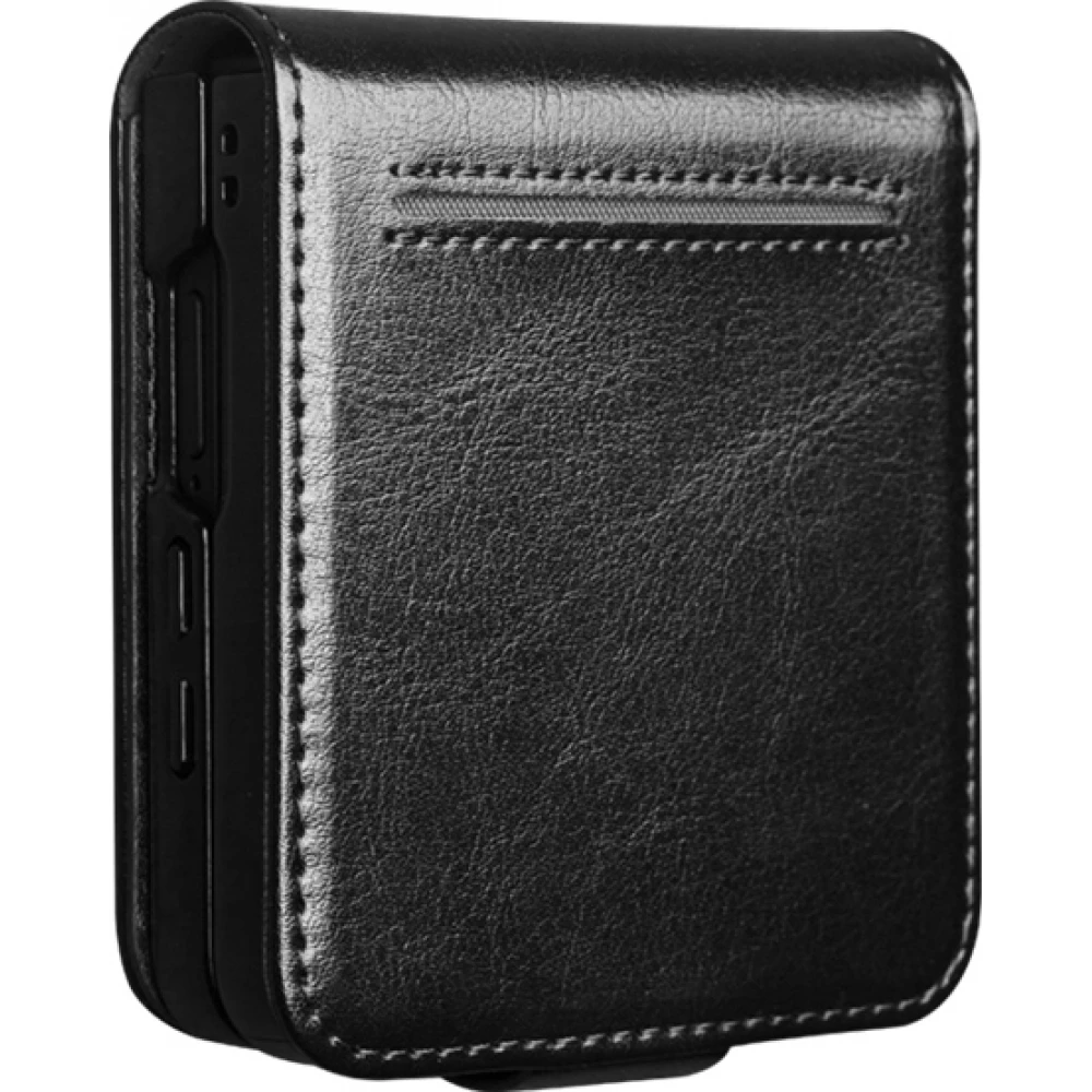 Coque Samsung Galaxy Z Flip8 - Flip Qialino classique cuir v&eacute;ritable avec fermeture magn&eacute;tique - Noir