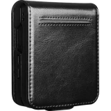 Coque Samsung Galaxy Z Flip8 - Flip Qialino classique cuir v&eacute;ritable avec fermeture magn&eacute;tique - Noir