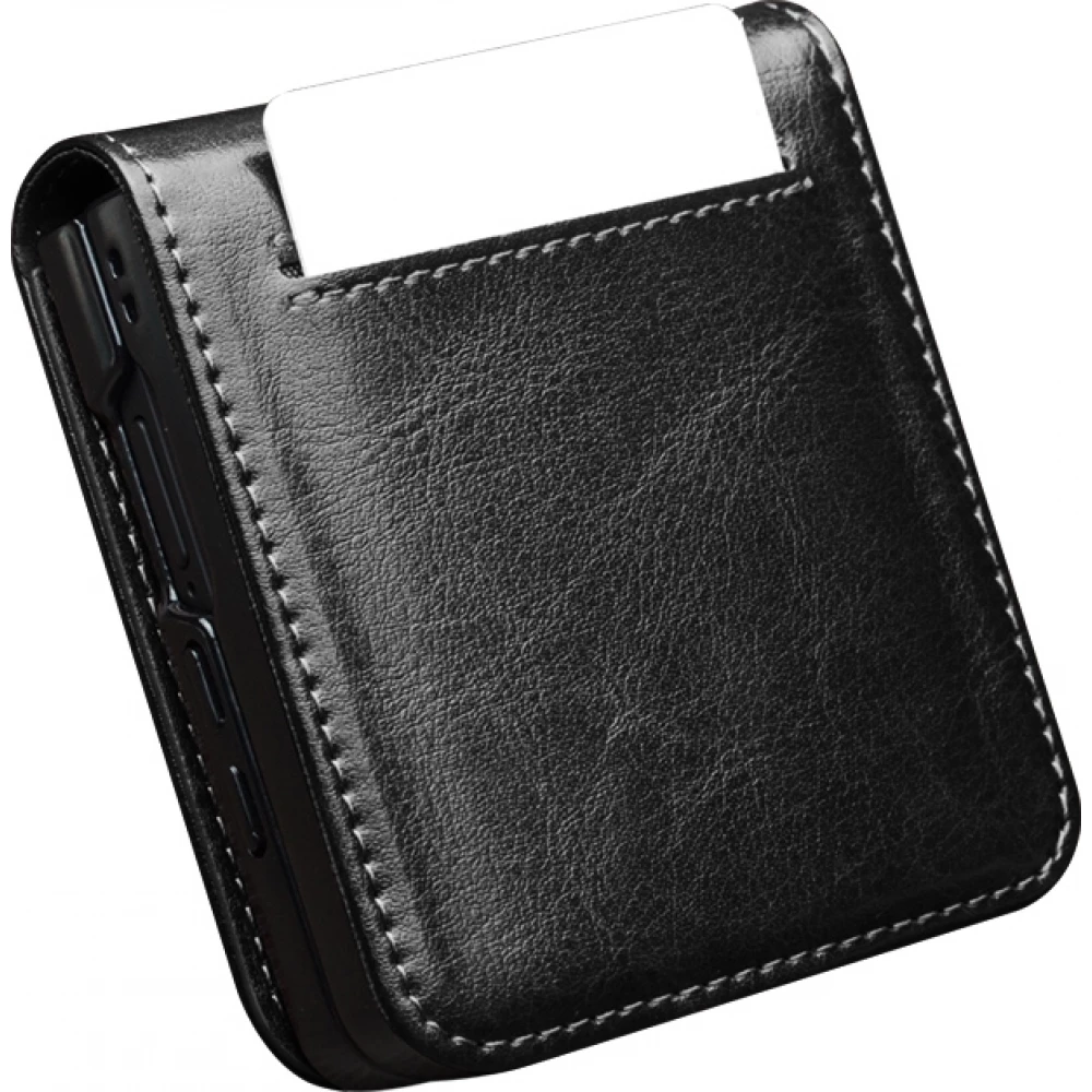 Coque Samsung Galaxy Z Flip8 - Flip Qialino classique cuir v&eacute;ritable avec fermeture magn&eacute;tique - Noir