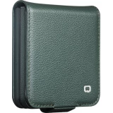 Coque Samsung Galaxy Z Flip8 - Flip Qialino Full grain Wallet cuir v&eacute;ritable mat avec fermeture magn&eacute;tique - Cyan