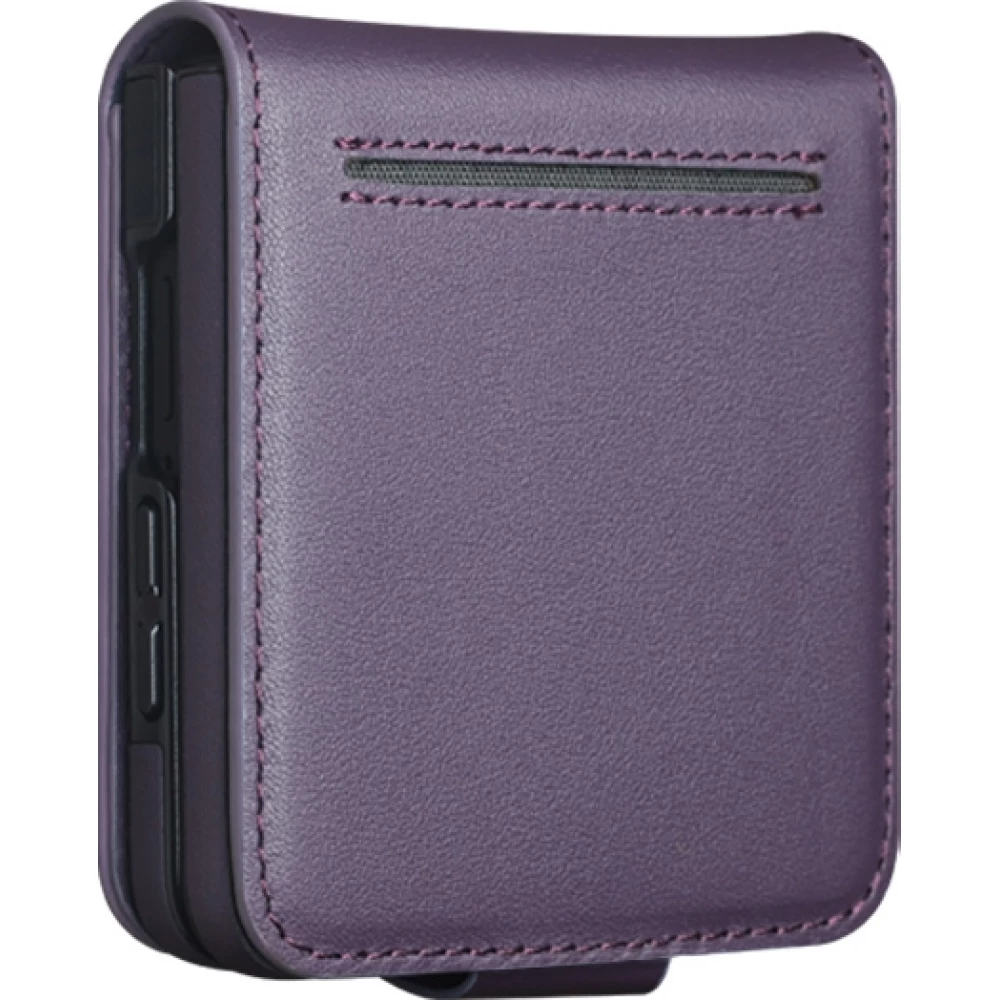 Coque Samsung Galaxy Z Flip8 - Flip Qialino Full grain Wallet cuir v&eacute;ritable mat avec fermeture magn&eacute;tique - Violet