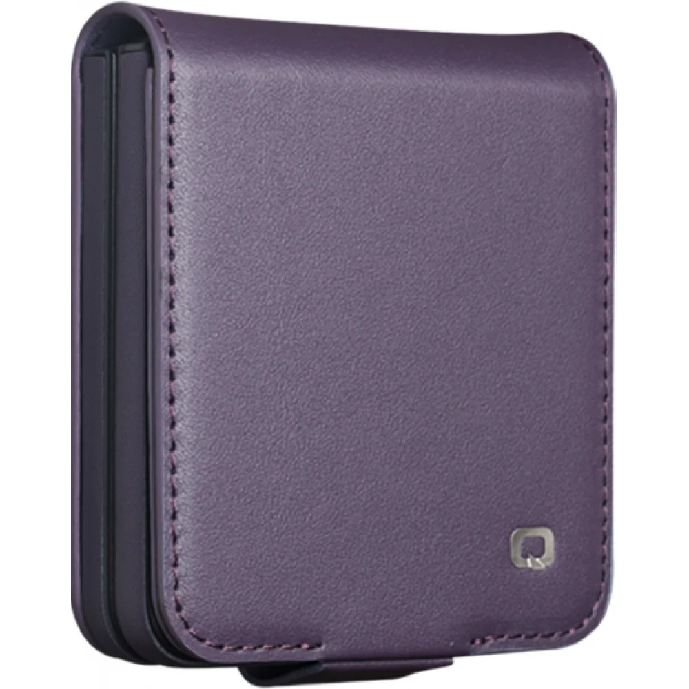 Coque Samsung Galaxy Z Flip8 - Flip Qialino Full grain Wallet cuir v&eacute;ritable mat avec fermeture magn&eacute;tique - Violet