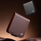Coque Samsung Galaxy Z Flip8 - Flip Qialino Full grain Wallet cuir v&eacute;ritable mat avec fermeture magn&eacute;tique - Violet