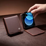 Coque Samsung Galaxy Z Flip8 - Flip Qialino Full grain Wallet cuir v&eacute;ritable mat avec fermeture magn&eacute;tique - Violet
