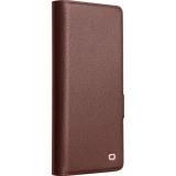 Coque Samsung Galaxy Z Fold7 - Flip Qialino Full grain Wallet cuir véritable mat avec fermeture magnétique - Brun