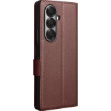 Coque Samsung Galaxy Z Fold7 - Flip Qialino Full grain Wallet cuir véritable mat avec fermeture magnétique - Brun