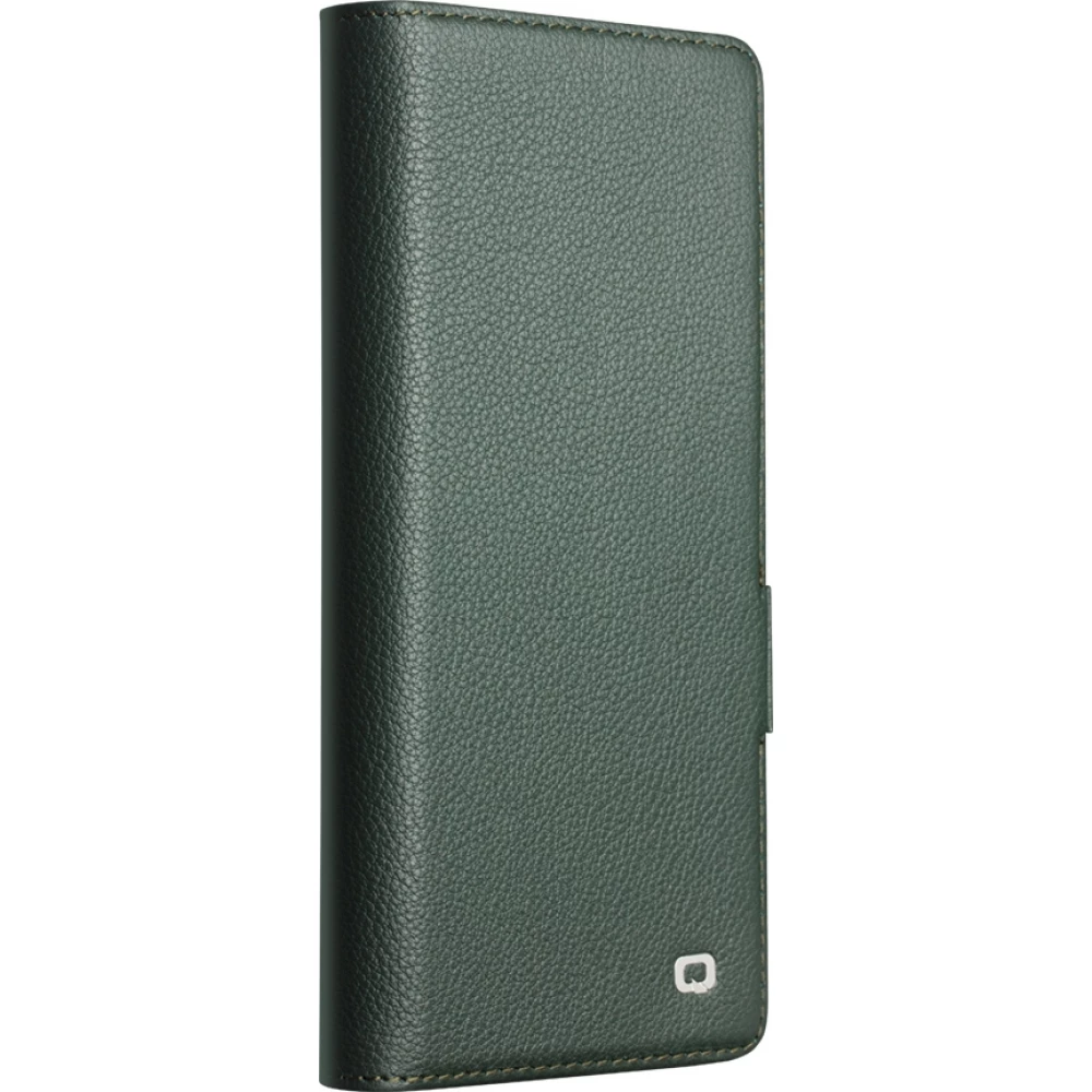 Coque Samsung Galaxy Z Fold7 - Flip Qialino Full grain Wallet cuir véritable mat avec fermeture magnétique - Vert