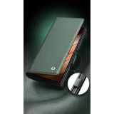 Coque Samsung Galaxy Z Fold7 - Flip Qialino Full grain Wallet cuir véritable mat avec fermeture magnétique - Vert