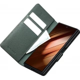 Coque Samsung Galaxy Z Fold7 - Flip Qialino Full grain Wallet cuir véritable mat avec fermeture magnétique - Vert