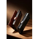 Coque Samsung Galaxy Z Fold8 Ultra - Flip Qialino classique cuir véritable avec fermeture magnétique - Brun