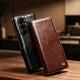 Coque Samsung Galaxy Z Fold8 Ultra - Flip Qialino classique cuir véritable avec fermeture magnétique - Brun