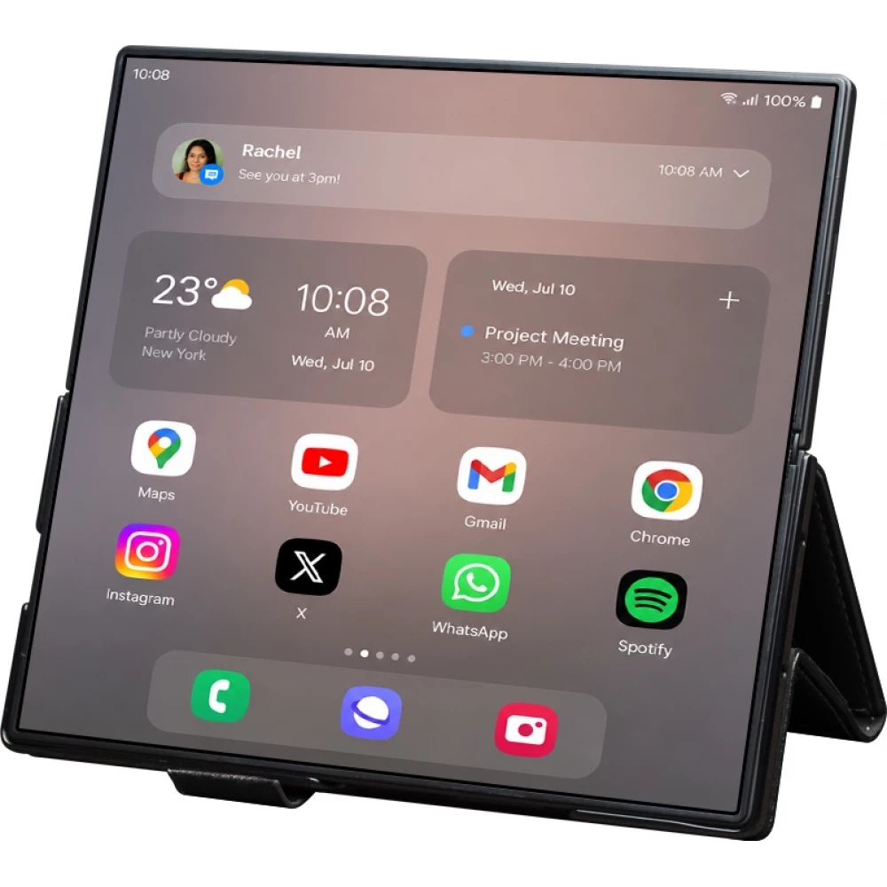 Galaxy Z Fold8 Ultra Case Hülle - Qialino Klapphülle Echtleder Magnetverschluss klassisch - Schwarz