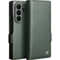Coque Samsung Galaxy Z Fold8 Ultra - Flip Qialino Full grain Wallet cuir véritable mat avec fermeture magnétique - Cyan