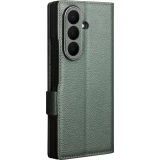 Coque Samsung Galaxy Z Fold8 Ultra - Flip Qialino Full grain Wallet cuir véritable mat avec fermeture magnétique - Cyan
