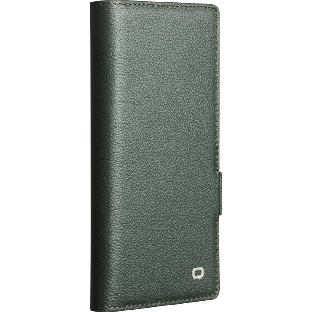 Coque Samsung Galaxy Z Fold8 Ultra - Flip Qialino Full grain Wallet cuir véritable mat avec fermeture magnétique - Cyan