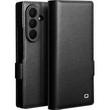 Coque Samsung Galaxy Z Fold8 Ultra - Flip Qialino Full grain Wallet cuir véritable mat avec fermeture magnétique - Noir