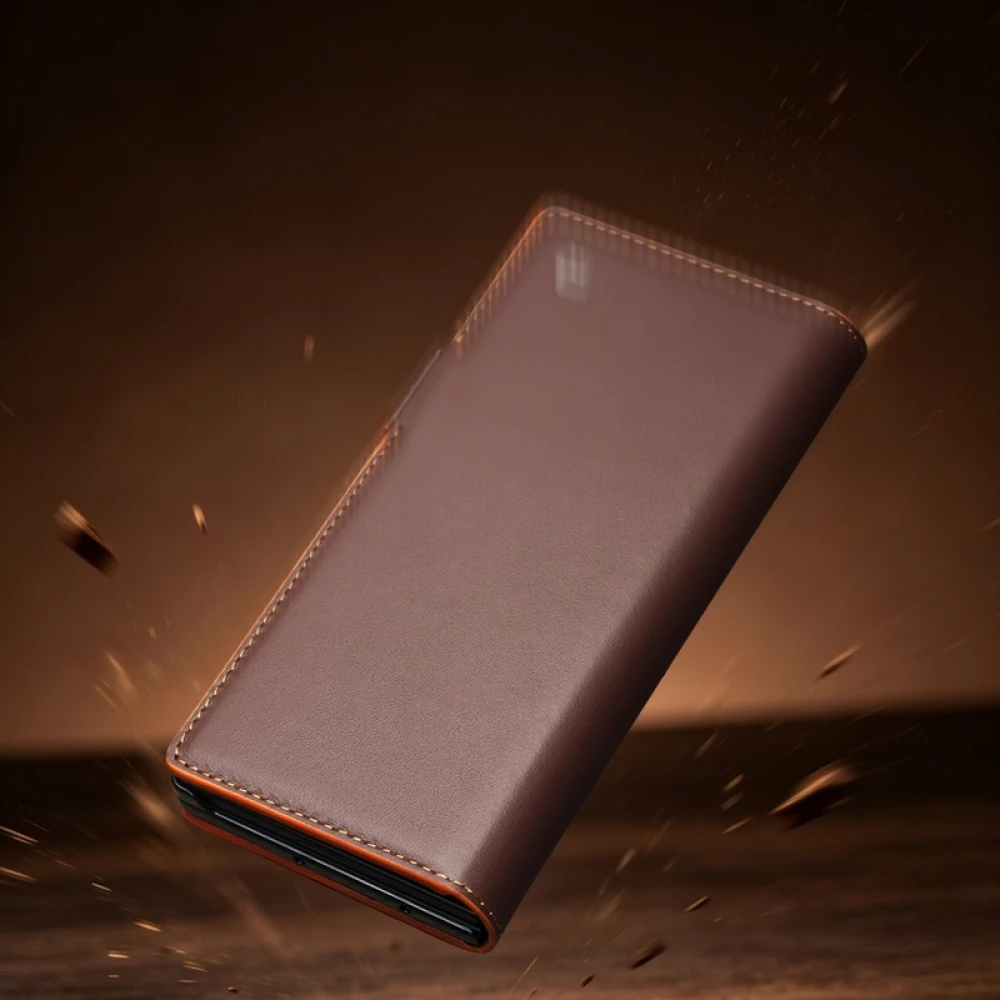 Coque Samsung Galaxy Z Fold8 Ultra - Flip Qialino Full grain Wallet cuir véritable mat avec fermeture magnétique - Noir