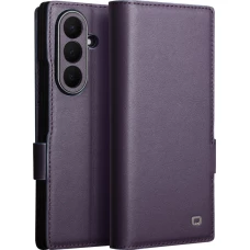 Coque Samsung Galaxy Z Fold8 Ultra - Flip Qialino Full grain Wallet cuir véritable mat avec fermeture magnétique - Violet