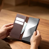 Coque Samsung Galaxy Z Fold8 Ultra - Flip Qialino Full grain Wallet cuir véritable mat avec fermeture magnétique - Violet