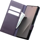 Coque Samsung Galaxy Z Fold8 Ultra - Flip Qialino Full grain Wallet cuir véritable mat avec fermeture magnétique - Violet