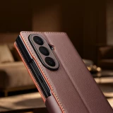 Coque Samsung Galaxy Z Fold8 Ultra - Flip Qialino Full grain Wallet cuir véritable mat avec fermeture magnétique - Violet