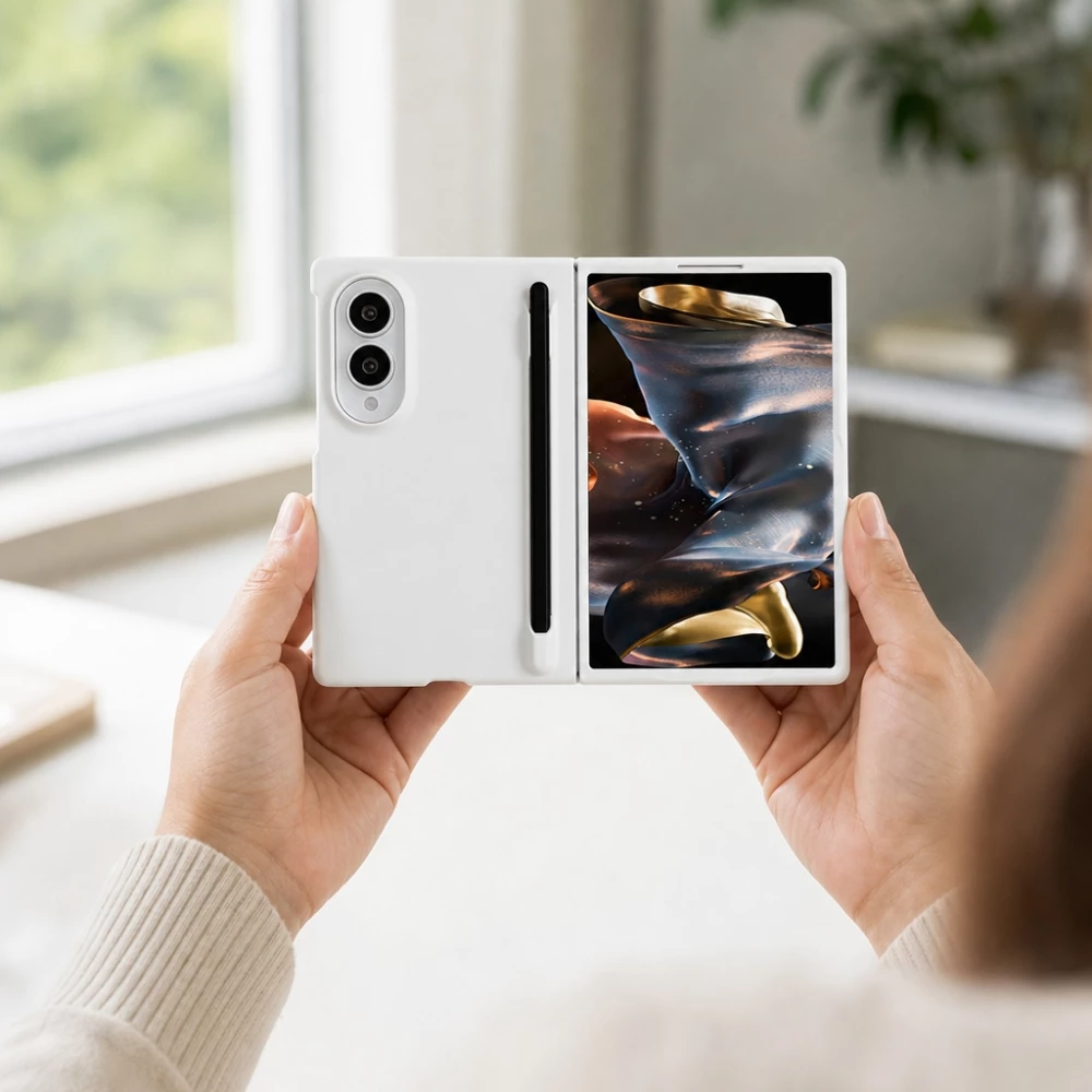 Coque Samsung Galaxy Z Fold8 - Fold Pen protection rigide avec stylet tactile int&eacute;gr&eacute; - Blanc