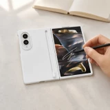 Coque Samsung Galaxy Z Fold8 - Fold Pen protection rigide avec stylet tactile int&eacute;gr&eacute; - Blanc