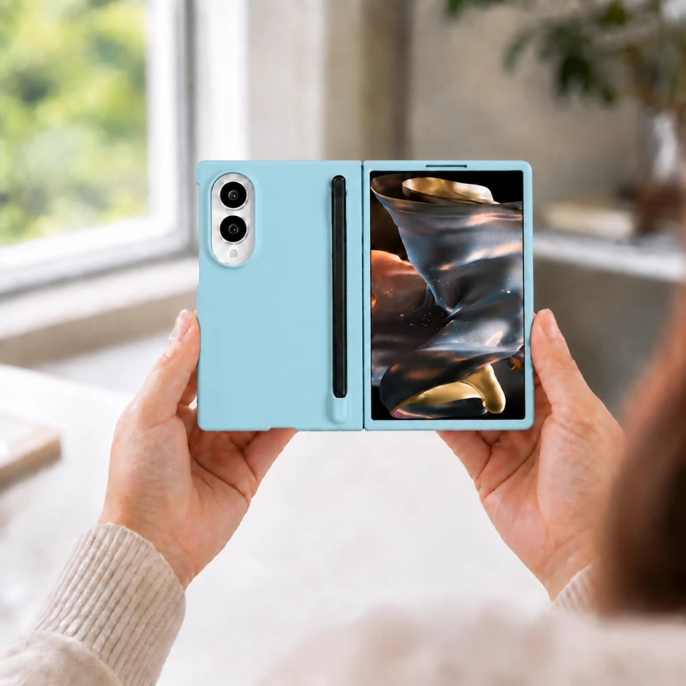 Coque Samsung Galaxy Z Fold8 - Fold Pen protection rigide avec stylet tactile int&eacute;gr&eacute; - Bleu