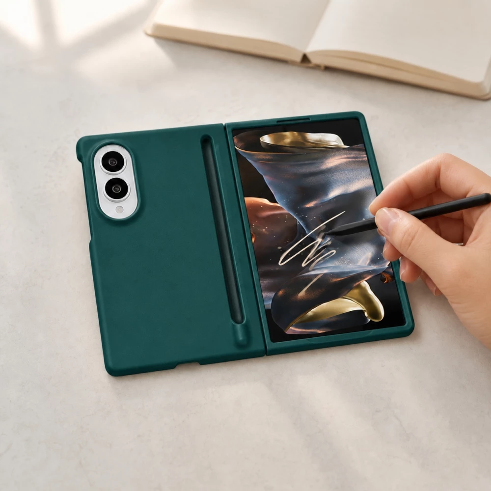 Coque Samsung Galaxy Z Fold8 - Fold Pen protection rigide avec stylet tactile int&eacute;gr&eacute; - Vert fonc&eacute;