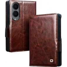 Galaxy Z Fold8 Wide Case H&uuml;lle - Qialino Klapph&uuml;lle Echtleder Magnetverschluss klassisch - Braun