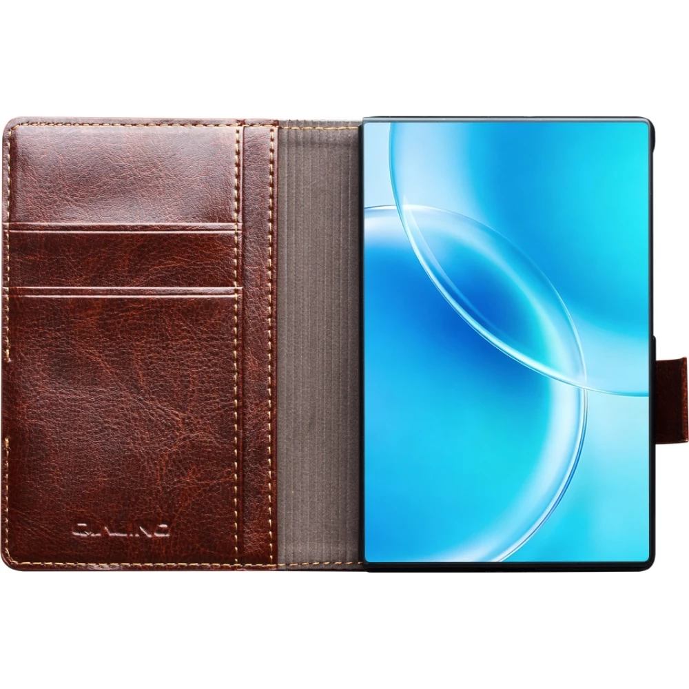 Galaxy Z Fold8 Wide Case H&uuml;lle - Qialino Klapph&uuml;lle Echtleder Magnetverschluss klassisch - Braun