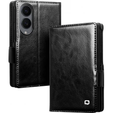 Galaxy Z Fold8 Wide Case H&uuml;lle - Qialino Klapph&uuml;lle Echtleder Magnetverschluss klassisch - Schwarz