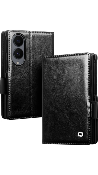 Coque Samsung Galaxy Z Fold8 Wide - Flip Qialino classique cuir v&eacute;ritable avec fermeture magn&eacute;tique - Noir