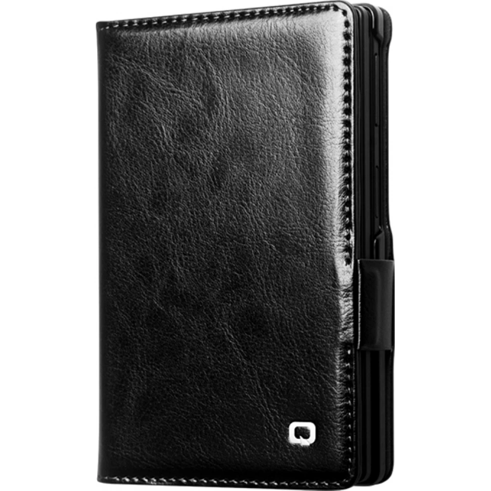 Galaxy Z Fold8 Wide Case H&uuml;lle - Qialino Klapph&uuml;lle Echtleder Magnetverschluss klassisch - Schwarz