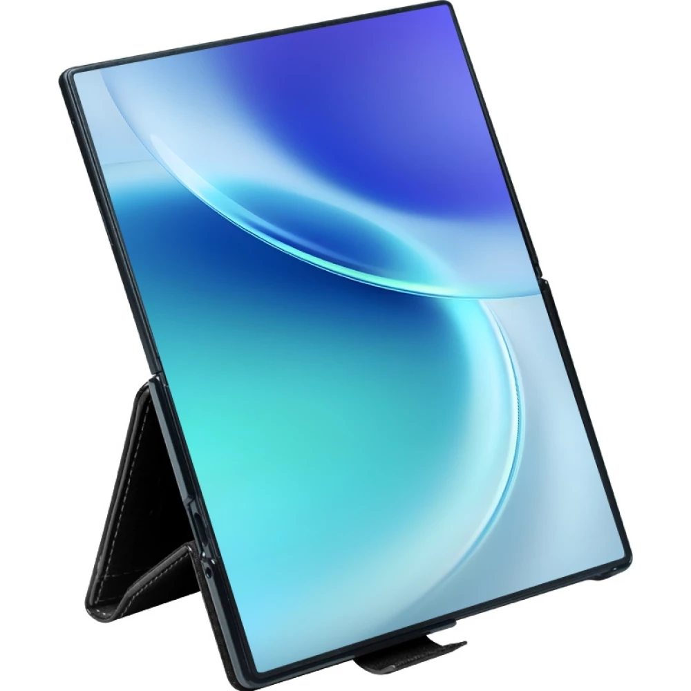 Galaxy Z Fold8 Wide Case H&uuml;lle - Qialino Klapph&uuml;lle Echtleder Magnetverschluss klassisch - Schwarz