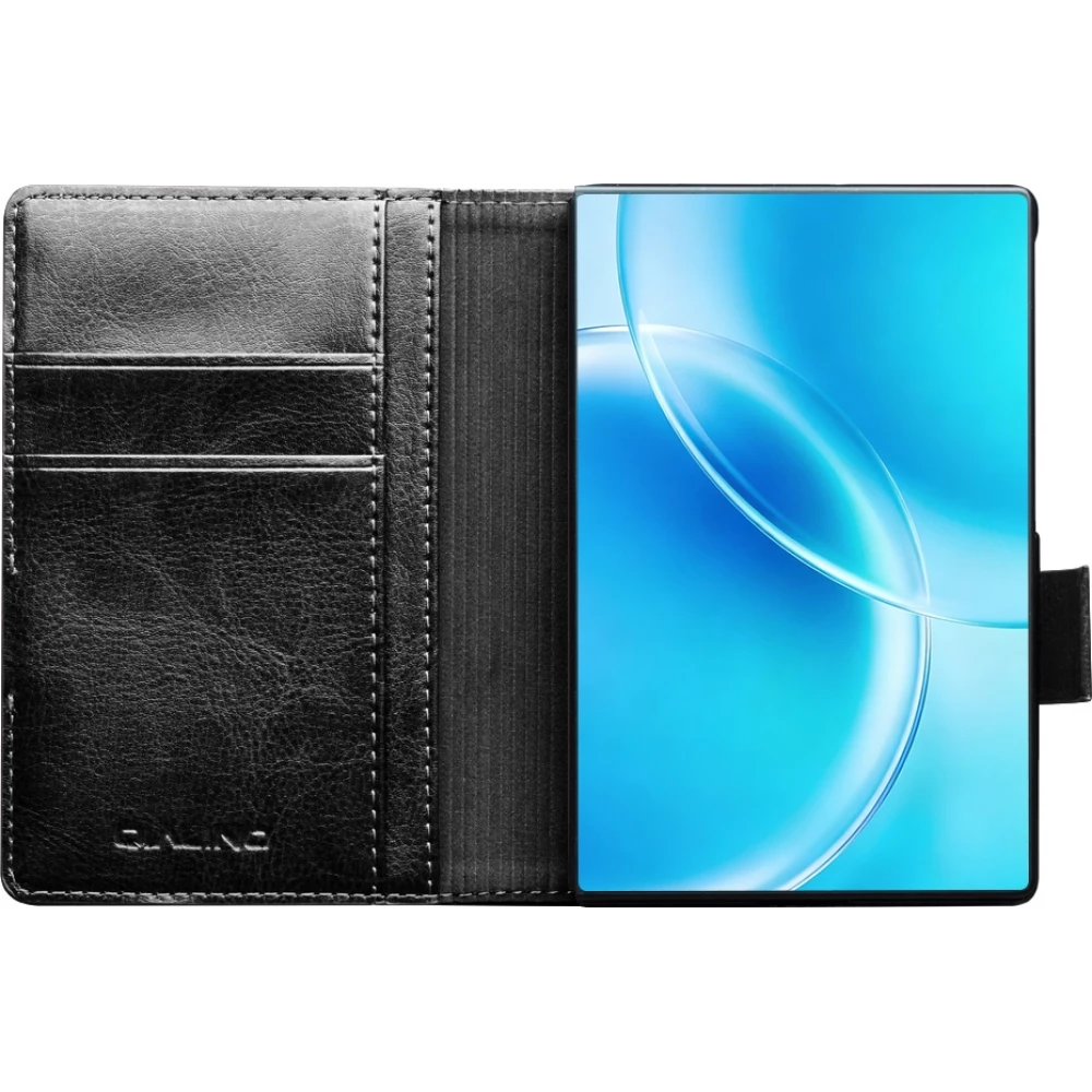Galaxy Z Fold8 Wide Case H&uuml;lle - Qialino Klapph&uuml;lle Echtleder Magnetverschluss klassisch - Schwarz