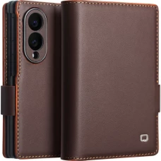 Galaxy Z Fold8 Wide Case H&uuml;lle - Flip Qialino Full Grain Wallet Echtleder matt mit Magnetverschluss - Braun
