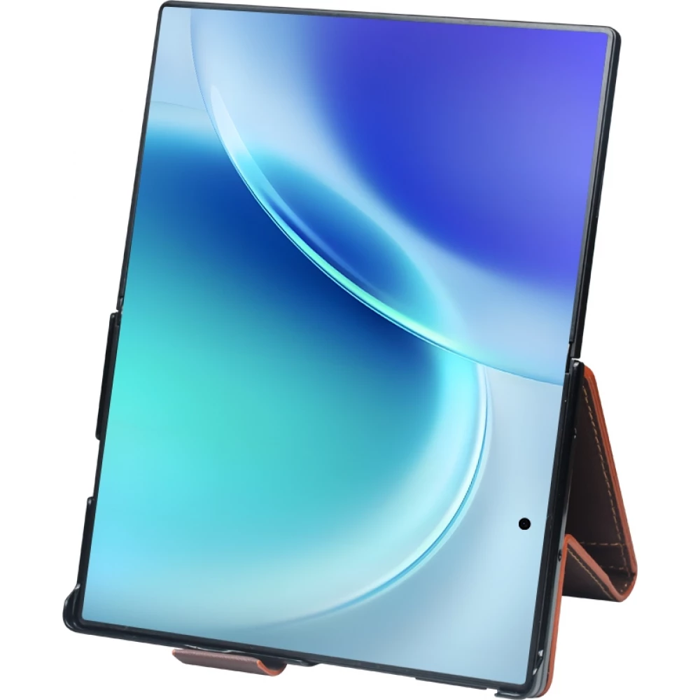 Galaxy Z Fold8 Wide Case H&uuml;lle - Flip Qialino Full Grain Wallet Echtleder matt mit Magnetverschluss - Braun