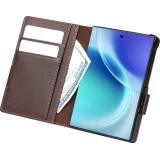 Galaxy Z Fold8 Wide Case H&uuml;lle - Flip Qialino Full Grain Wallet Echtleder matt mit Magnetverschluss - Braun
